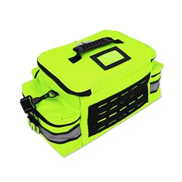 Lightning X Mid-Sized First Responder EMT Bag | LXMB25 | Fully Stocked w/ 240+ First Aid, EMS & Trauma Supplies - Fluorescent Yellow