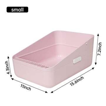 Sfozstra Open Prevent Sand Leakage, Durable High Side Sifting Litter Box for Small Cats,Secure and Odor , Removable Litter Box, Easy to Clean (Pink Small)