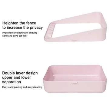 Sfozstra Open Prevent Sand Leakage, Durable High Side Sifting Litter Box for Small Cats,Secure and Odor , Removable Litter Box, Easy to Clean (Pink Small)