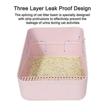 Sfozstra Open Prevent Sand Leakage, Durable High Side Sifting Litter Box for Small Cats,Secure and Odor , Removable Litter Box, Easy to Clean (Pink Small)