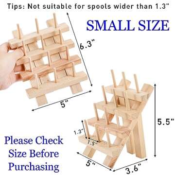 Tosnail 2 Pack 12 Spools Wooden Thread Holder, Small Thread Racks, Thread Organizer for Sewing, Brai...
