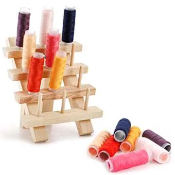 Tosnail 2 Pack 12 Spools Wooden Thread Holder, Small Thread Racks, Thread Organizer for Sewing, Braiding and Embroidery