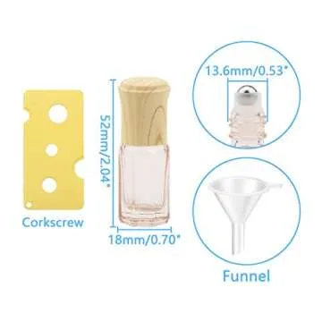 Newzoll 10Pcs Essential Oil Roller Bottles 3ml Pink Glass Roll on Bottles Vials Perfume Cosmetics Rolling Bottles Jars Oil Tube Vials Containers with Funnel & Opener