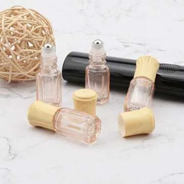 Newzoll 10Pcs Essential Oil Roller Bottles 3ml Pink Glass Roll on Bottles Vials Perfume Cosmetics Rolling Bottles Jars Oil Tube Vials Containers with Funnel & Opener