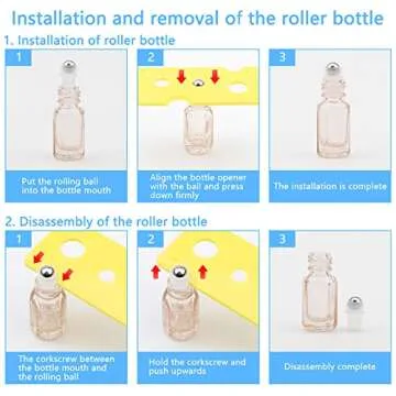 Newzoll 10Pcs Essential Oil Roller Bottles 3ml Pink Glass Roll on Bottles Vials Perfume Cosmetics Rolling Bottles Jars Oil Tube Vials Containers with Funnel & Opener