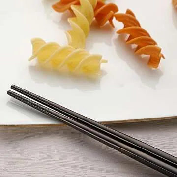 DEVICO Portable Utensils, Travel Camping Cutlery Set, 8-Piece including Knife Fork Spoon Chopsticks Cleaning Brush Straws Portable Case, Stainless Steel Flatware set (Black)