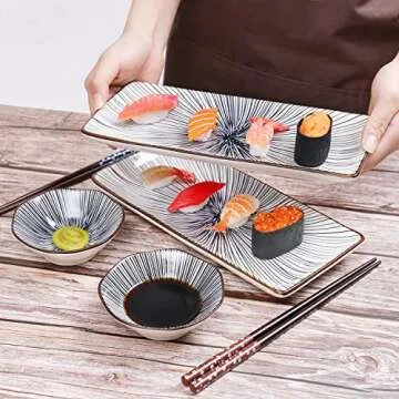 Relaxing Garden 6 Piece Sushi Plate Set for Stylish Dining