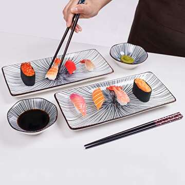 Relaxing Garden 6 Piece Sushi Plate Set for Stylish Dining