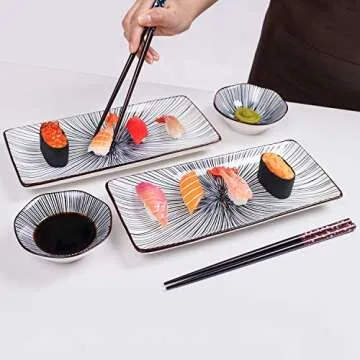 Relaxing Garden 6 Piece Sushi Plate Set for Stylish Dining