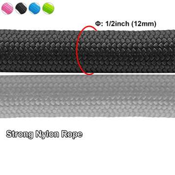 BTINESFUL Short Dog Leash- 18, 24 Inch Strong Nylon Training Traffic Leash- Classic Black No Pull Leash for Medium Large Dogs (1/2" x 18 inch)