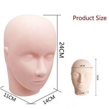 Lash Mannequin Head,Silicone Mannequin Head,Pro Training Mannequin Flat Head Practice,for Make Up and Lash Extention,Cosmetology Mannequin Doll Face Head (Skin colour -A)