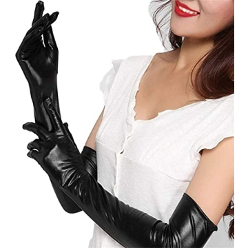 Achsoo Women's Faux Leather Long Gloves for Stylish Events