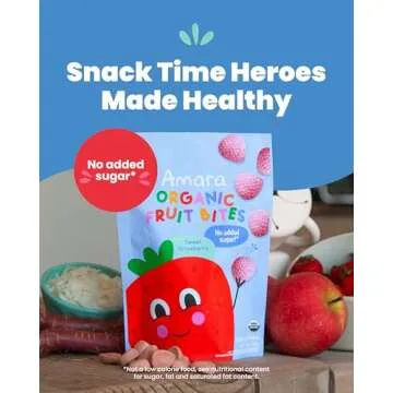 Amara Organic Fruit Bites Sweet Strawberry - No Added Sugar, Dairy-Free, Nut-Free Organic Fruit Snacks, Made with Organic Whole Foods, Allergy-Friendly Healthy Fruit Snacks for Kids - 21g 6PK