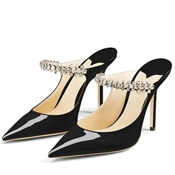 Elegant Rhinestone Heeled Mules for Women - Size 5-13