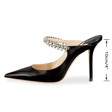 Elegant Rhinestone Heeled Mules for Women - Size 5-13