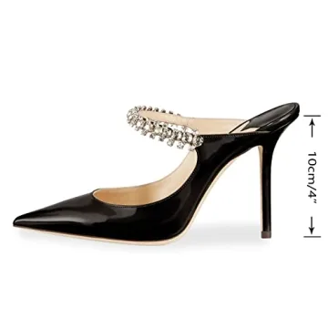 Elegant Rhinestone Heeled Mules for Women - Size 5-13
