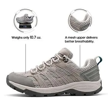NORTIV 8 Women's Hiking Shoes Lightweight Breathable Mesh Walking Sneakers Outdoor Work Shoes Light ...