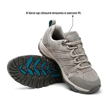 NORTIV 8 Women's Hiking Shoes Lightweight Breathable Mesh Walking Sneakers Outdoor Work Shoes Light Grey 12 M US SNHS222W