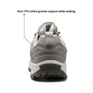 NORTIV 8 Women's Hiking Shoes Lightweight Breathable Mesh Walking Sneakers Outdoor Work Shoes Light Grey 12 M US SNHS222W