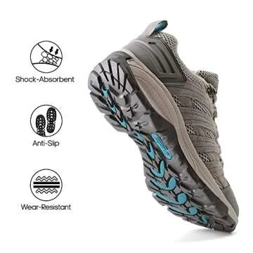 NORTIV 8 Women's Hiking Shoes Lightweight Breathable Mesh Walking Sneakers Outdoor Work Shoes Light Grey 12 M US SNHS222W