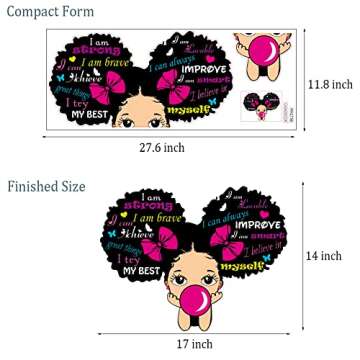 Black Girl Wall Stickers for Girls Bedroom Inspirational Wall Decals Quotes African American Sticker Pink Motivational Saying Wall Decor Sticker for Kid Baby Toddler Room Nursery Playroom Living Room.