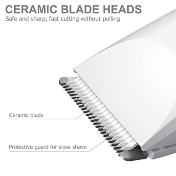 OLOV Electric Body Hair Trimmer - Groin Trimmer for Men - Bikini Trimmer Women - Wet/Dry Shaver Groomer, Replaceable Ceramic Blade Heads, USB Recharge Dock, Waterproof Hygiene Razor, White