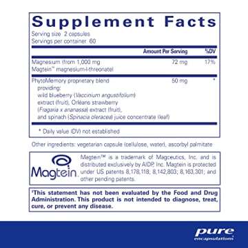 Pure Encapsulations CogniMag 120's - Magnesium-L-Threonate Supplement - Supports Brain Health & Memo...