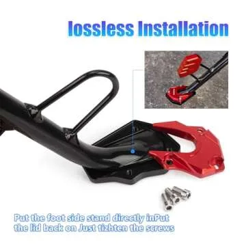 XINGWU Motorcycle Kickstand Foot Side Stand Extension Pad, motorcycle stand pad With hexagonal wrench, Aluminum Alloy Motorcycle Kickstand Pad, motorcycle stand foot extension accessories (Red)
