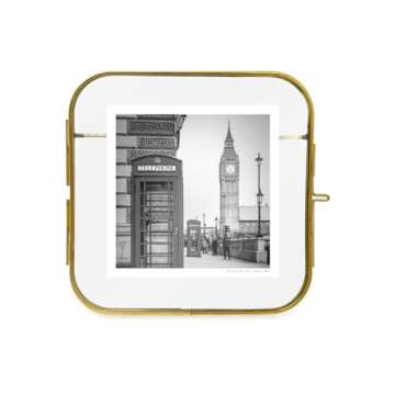 Isaac Jacobs 4x4 Vintage Style, Round-Edged Brass & Glass Metal Floating Picture Frame with Locket C...