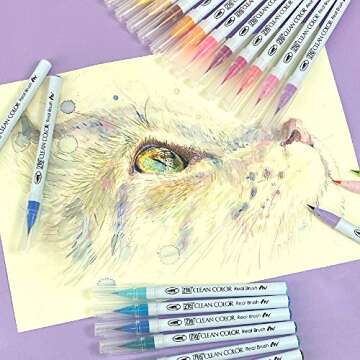 Kuretake ZIG Clean Color Real Brush Marker, 24 Colors with Flexible Brush Tips, Watercolor Pens for Painting, Drawing, Calligraphy and Brush Lettering for Artists and Beginner Painters, Made in Japan
