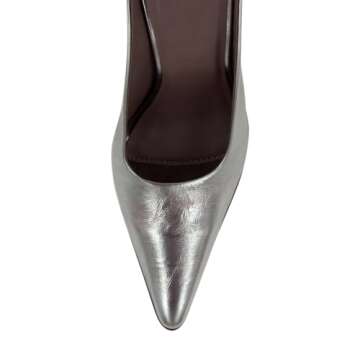 Wansseny Women Chic Pointed Toe Wedge High Heel Mules Slip On Ladies Dressy Casual Summer Shoes Size 10.5 Silver