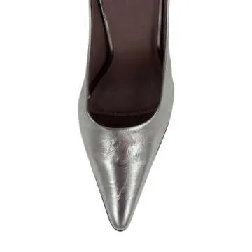 Wansseny Women Chic Pointed Toe Wedge High Heel Mules Slip On Ladies Dressy Casual Summer Shoes Size 10.5 Silver