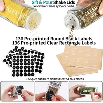 40-Pack Modern Glass Spice Jars with Labels and Funnel