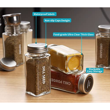 40-Pack Modern Glass Spice Jars with Labels and Funnel