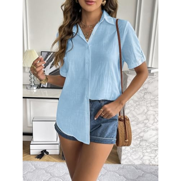 Stylish Zeagoo Women’s Linen Button Up Shirt