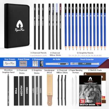 Complete Art Supplies Sketching Kit - 42-Piece Drawing Set with Sketch Pads