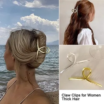 Long Claw Clips for Thick Hair - Durable Metal Set of 3