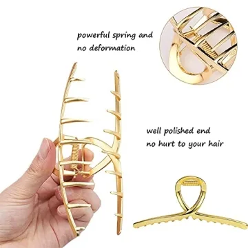 Long Claw Clips for Thick Hair - Durable Metal Set of 3