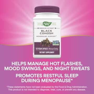 Nature's Way Premium Black Cohosh, Menopause Support for Women*, 40 mg per serving, 120 Vegan Capsules