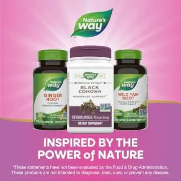 Nature's Way Premium Black Cohosh, Menopause Support for Women*, 40 mg per serving, 120 Vegan Capsules
