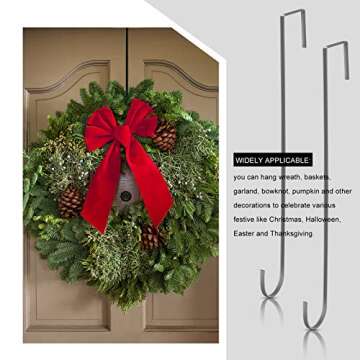 Hotop 15 Inch Durable Over Door Wreath Hanger Hooks