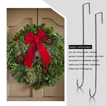 Hotop 15 Inch Durable Over Door Wreath Hanger Hooks
