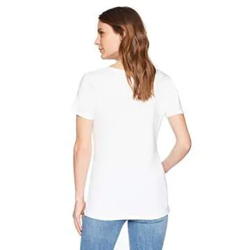 Amazon Essentials Women's Classic-Fit Short-Sleeve V-Neck T-Shirt, Pack of 2, White, Large