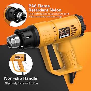 Heat Gun, TGK® 1800W Heavy Duty Hot Air Gun Kit 662℉ & 1112℉ Dual Temperature Settings with 4 Nozzle Attachments Overload Protection for Crafts, Shrink Wrapping/Tubing, Paint Removing, Epoxy Resin