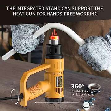 Heat Gun, TGK® 1800W Heavy Duty Hot Air Gun Kit 662℉ & 1112℉ Dual Temperature Settings with 4 Nozzle Attachments Overload Protection for Crafts, Shrink Wrapping/Tubing, Paint Removing, Epoxy Resin
