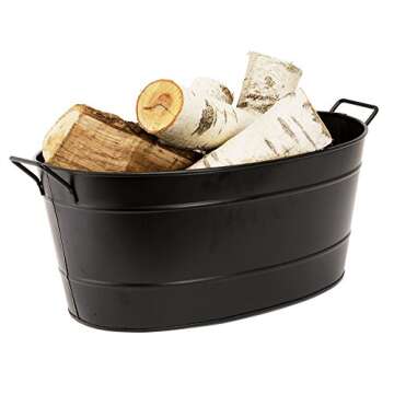 Achla Designs Black Oval Galvanized Steel Tub - Versatile Storage Solution for Your Home
