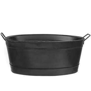 Achla Black Oval Tub - Galvanized Steel Storage Solution