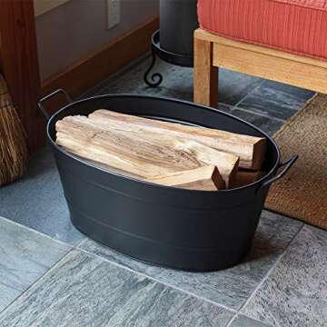 Achla Black Oval Tub - Galvanized Steel Storage Solution