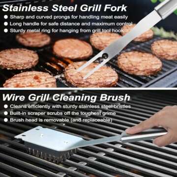 POLIGO 26PCS Heavy Duty Grill Accessories for Outdoor Grill Utensils Set Thicker Stainless Steel BBQ Tools Grilling Tools Set, Deluxe Barbecue Accessories Kit Ideal Christmas BBQ Gifts for Men Women
