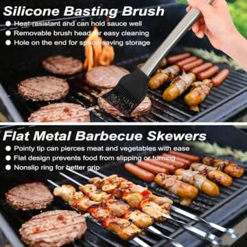POLIGO 26PCS Heavy Duty Grill Accessories for Outdoor Grill Utensils Set Thicker Stainless Steel BBQ Tools Grilling Tools Set, Deluxe Barbecue Accessories Kit Ideal Christmas BBQ Gifts for Men Women